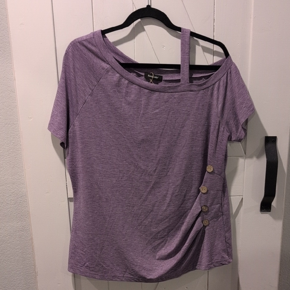 NWT - Easy Gala Women's Lavender One-Shoulder Top w/ Shoulder Strap, XL